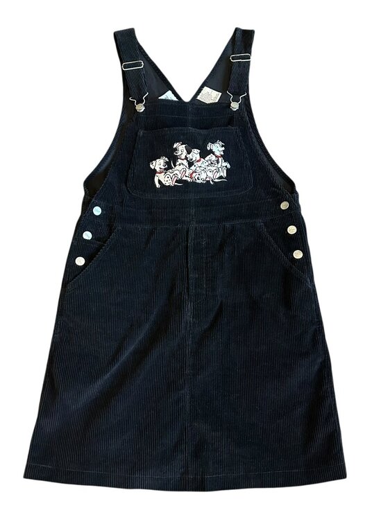 The Disney Store 101 Dalmatians Black Corduroy Overall Dress Retro Y2K 90s Small - Picture 1 of 12